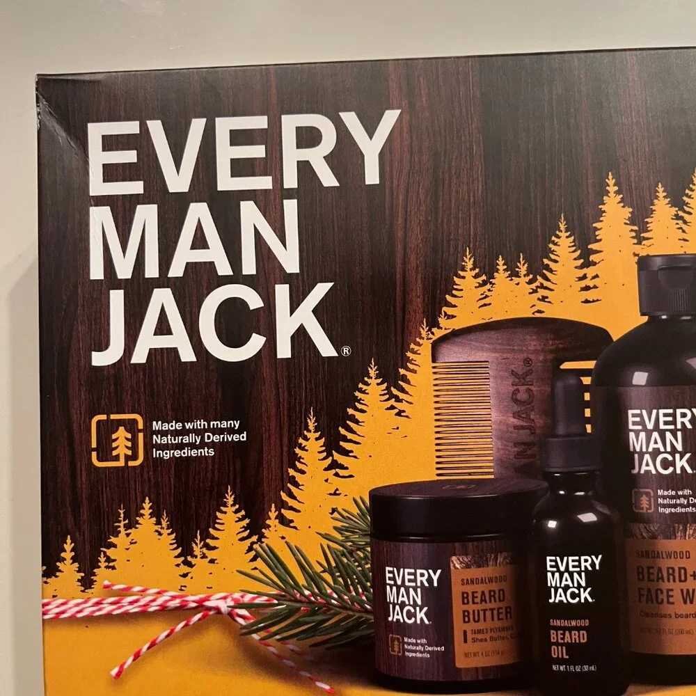 Beard‎ Grooming Set (TWO) -Every Man Jack Sandalwood Beard Grooming Gift (NEW)